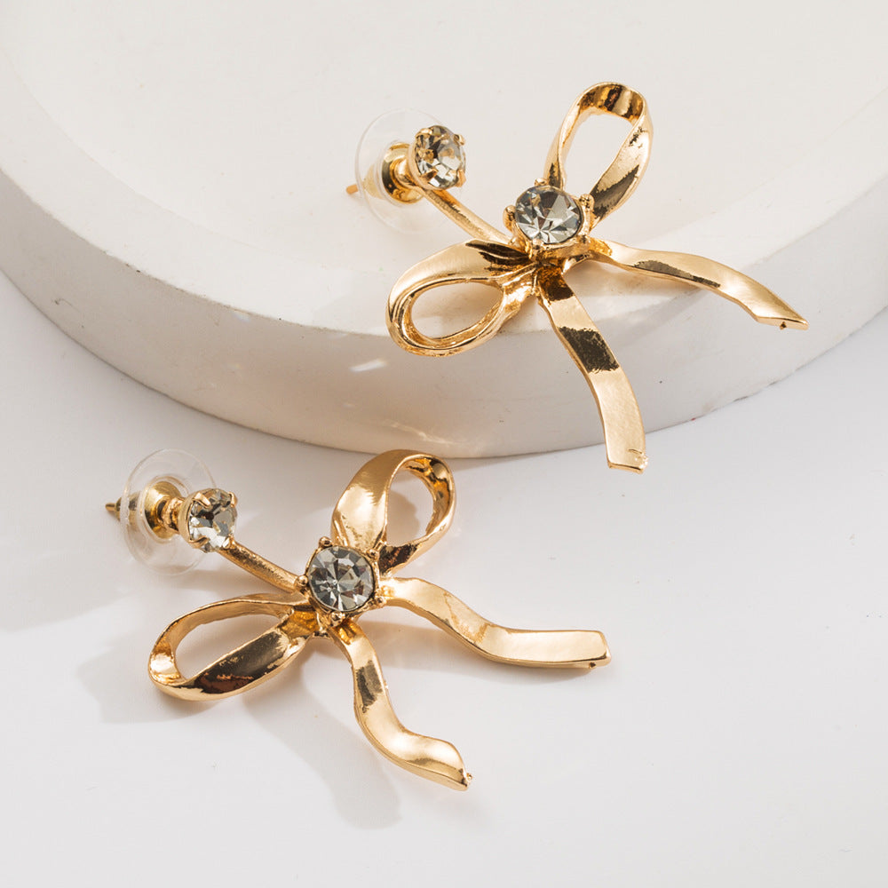 Wholesale Fashion Bow Diamond Earrings